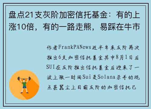 盘点21支灰阶加密信托基金：有的上涨10倍，有的一路走熊，易踩在牛市末班车成市场反指？